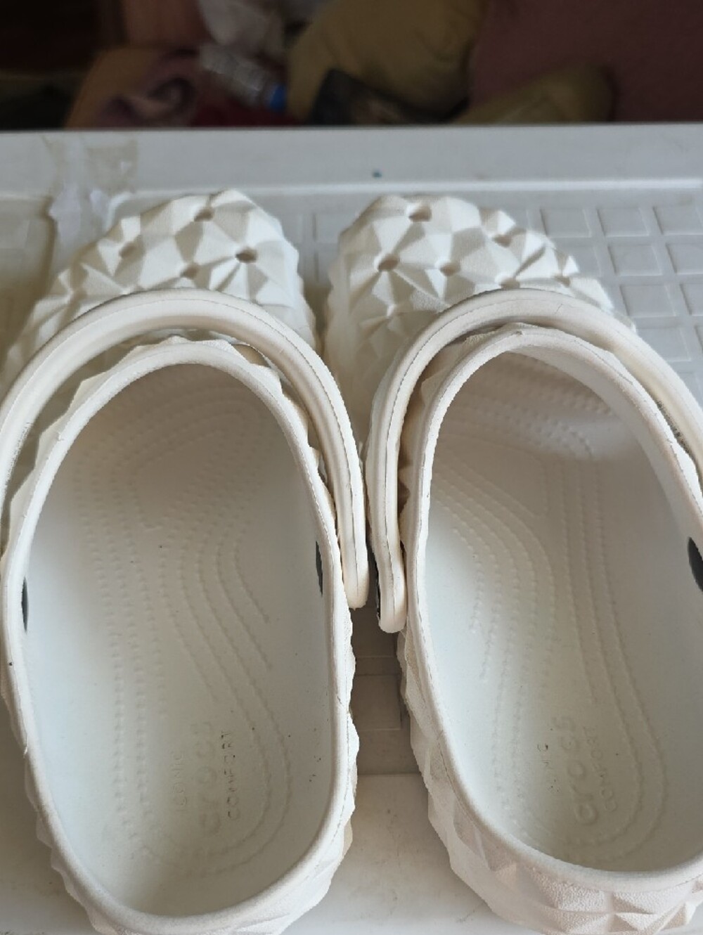 CROCS White Women's Geometric Classic Clog Mules - Picture 5 of 6